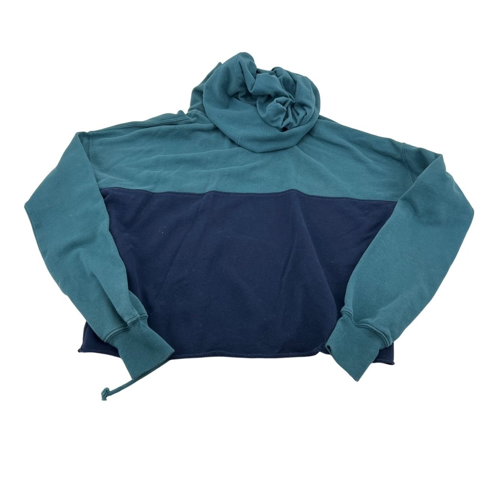 Abercrombie & Fitch XS Teal & Navy Colorblock Cropped Hoodie‎ Sweatshirt